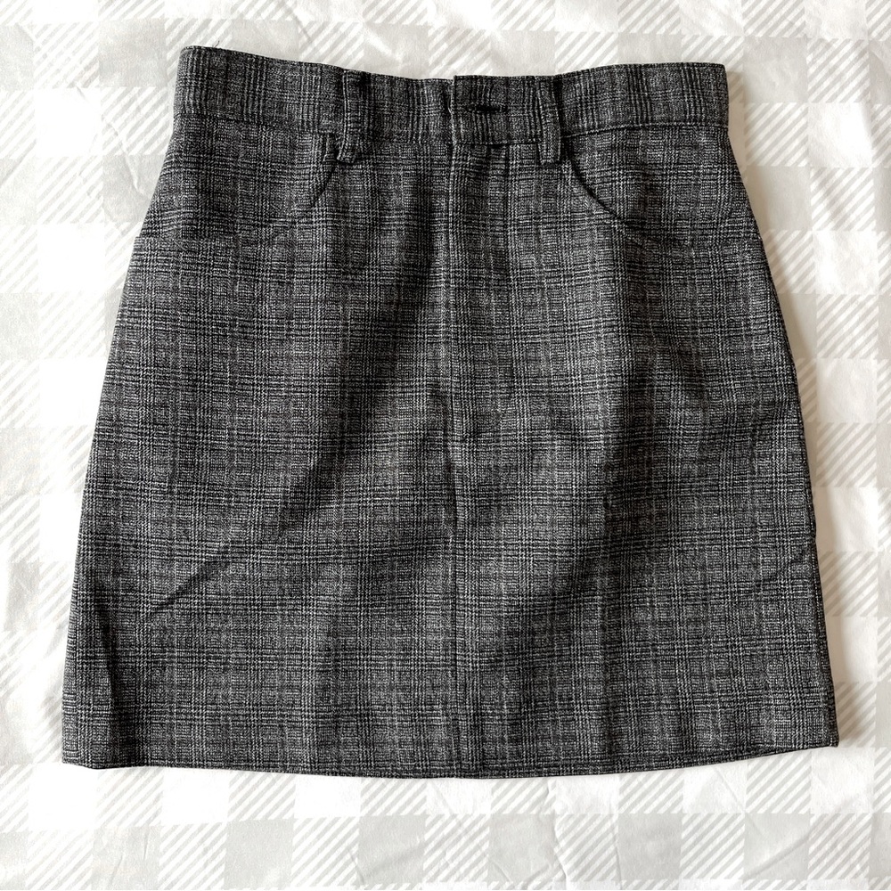 Like New Mango Plaid Checked Mini Skirt Gray Size XS